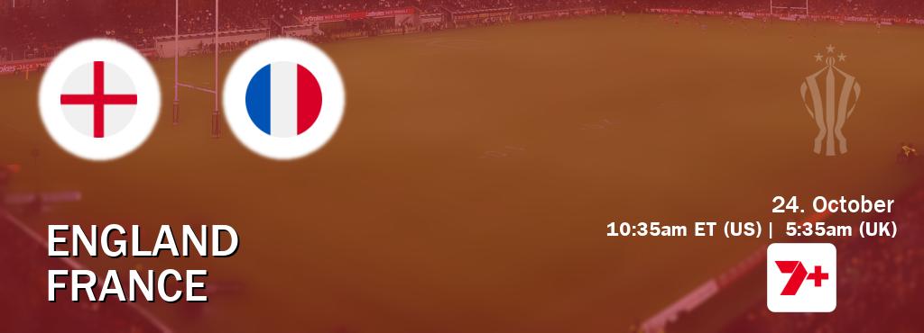 You can watch game live between England and France on 7plus Sport(AU).