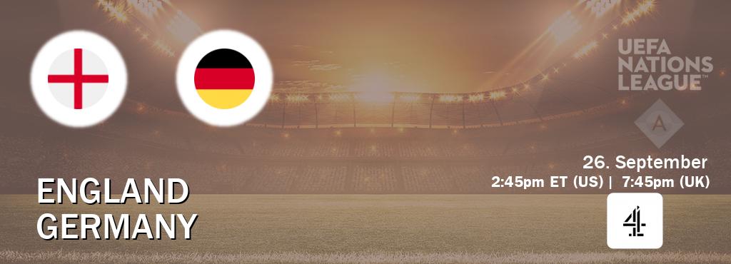 You can watch game live between England and Germany on Channel 4.