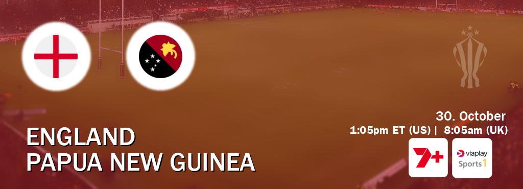 You can watch game live between England and Papua New Guinea on 7plus Sport(AU) and Viaplay Sports 1(UK).