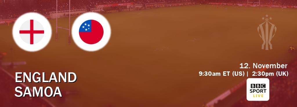 You can watch game live between England and Samoa on BBC Sport Live.