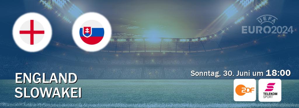 Das Spiel zwischen England und Slowakei wird am Sonntag, 30. Juni um  18:00, live vom ZDF und Magenta Sport übertragen.