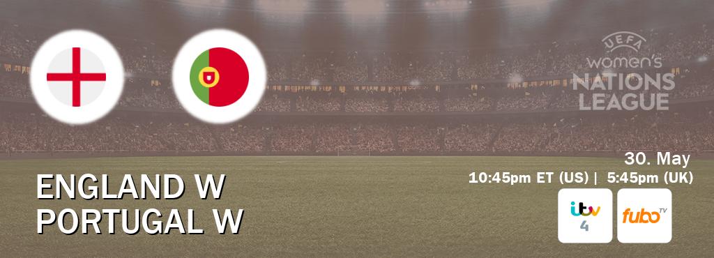 You can watch game live between England W and Portugal W on ITV 4(UK) and fuboTV(US).