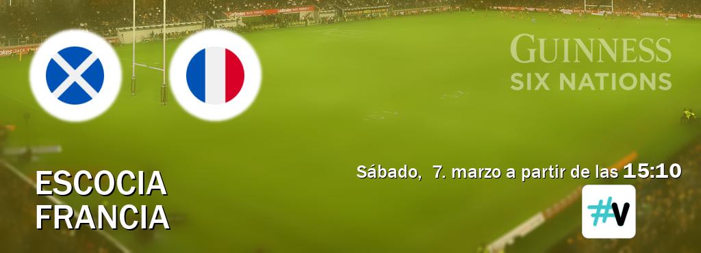 El partido entre Escocia y Francia será retransmitido por M+ Vamos (sábado,  7. marzo a partir de las  15:10).