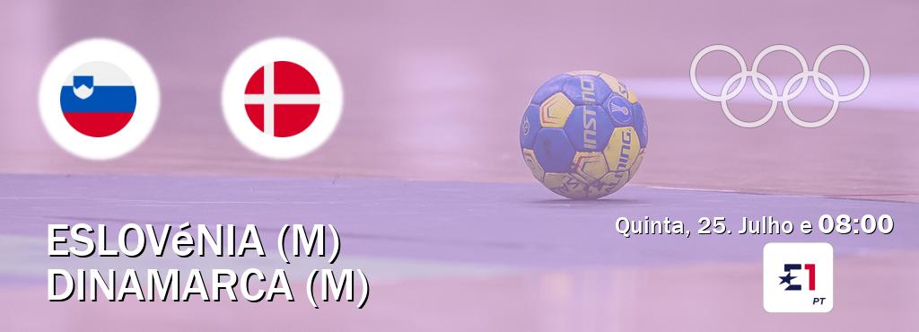 Jogo entre Eslovénia (M) e Dinamarca (M) tem emissão Eurosport (Quinta, 25. Julho e  08:00).