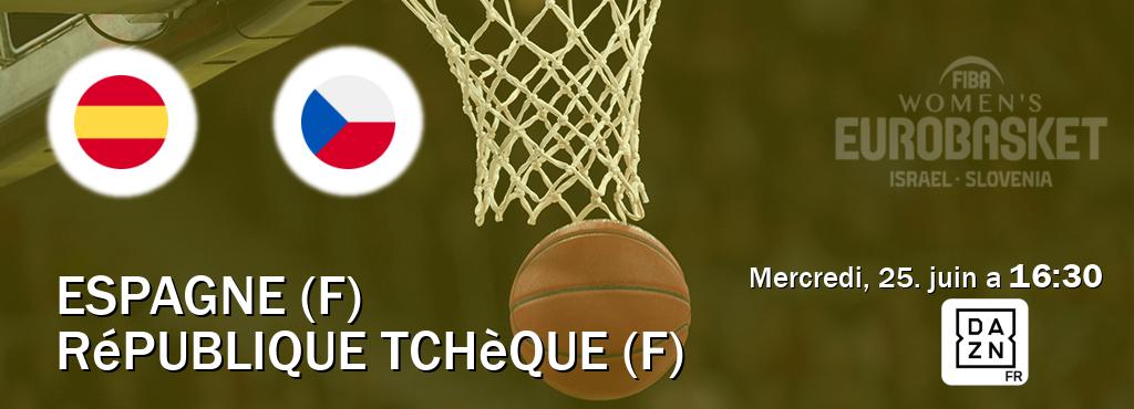 Match entre Espagne (F) et République Tchèque (F) en direct à la DAZN (mercredi, 25. juin a  16:30).
