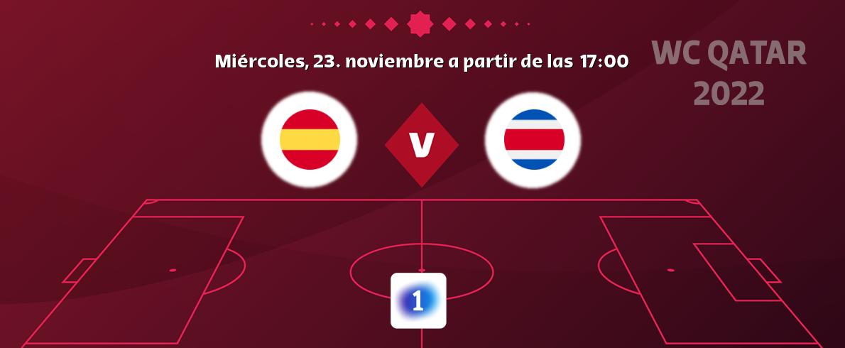 El partido entre España y Costa Rica será retransmitido por LA 1 (miércoles, 23. noviembre a partir de las  17:00).