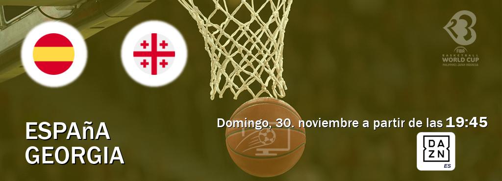 El partido entre España y Georgia será retransmitido por DAZN España (domingo, 30. noviembre a partir de las  19:45).