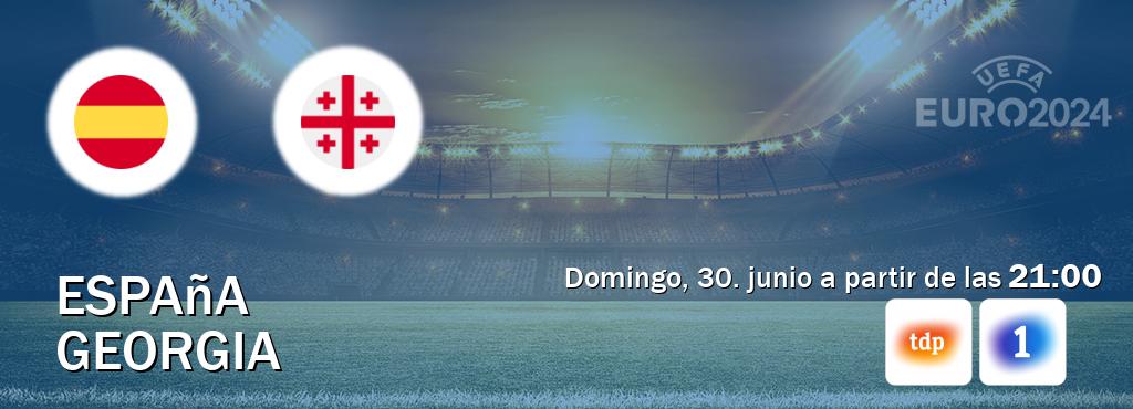 El partido entre España y Georgia será retransmitido por Teledeporte y LA 1 (domingo, 30. junio a partir de las  21:00).
