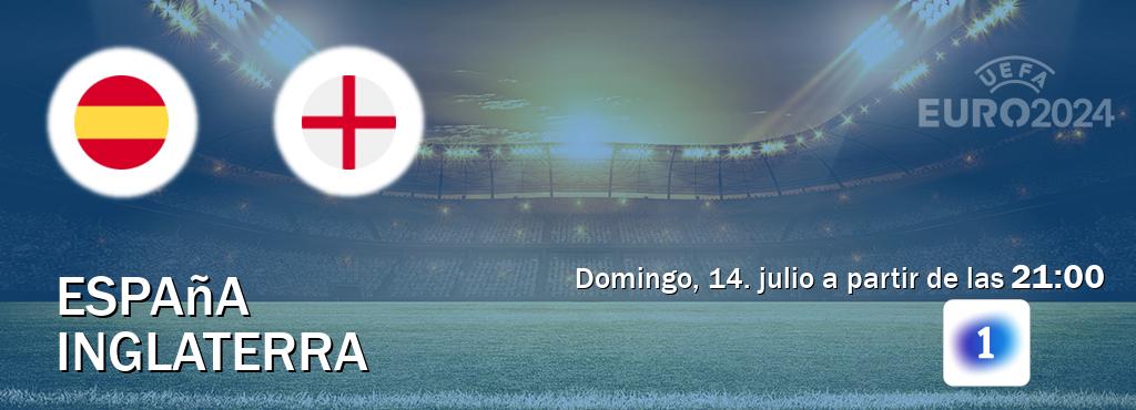 El partido entre España y Inglaterra será retransmitido por LA 1 (domingo, 14. julio a partir de las  21:00).