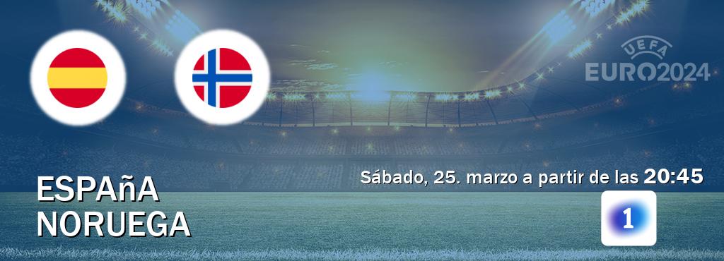 El partido entre España y Noruega será retransmitido por LA 1 (sábado, 25. marzo a partir de las  20:45).