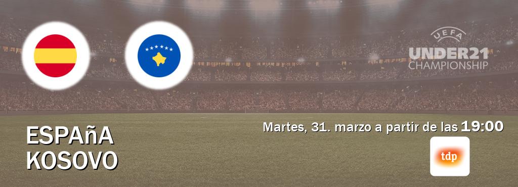 El partido entre España U21 y Kosovo U21 será retransmitido por Teledeporte (martes, 31. marzo a partir de las  19:00).