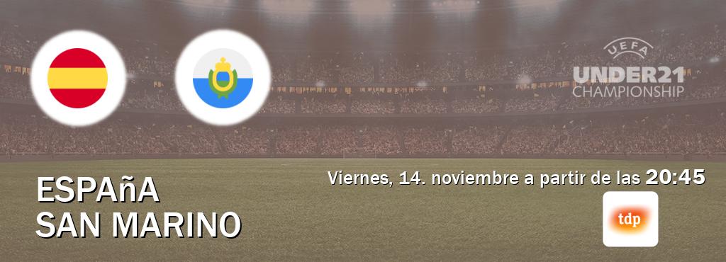 El partido entre España U21 y San Marino U21 será retransmitido por Teledeporte (viernes, 14. noviembre a partir de las  20:45).