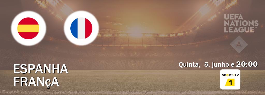 Jogo entre Espanha e França tem emissão Sport TV 1 (quinta,  5. junho e  20:00).