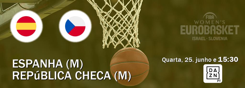 Jogo entre Espanha (M) e República Checa (M) tem emissão DAZN (quarta, 25. junho e  15:30).