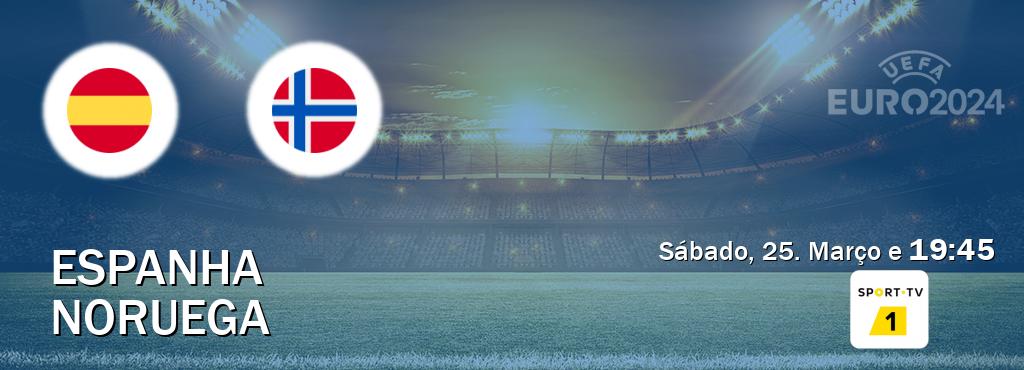 Jogo entre Espanha e Noruega tem emissão Sport TV 1 (Sábado, 25. Março e  19:45).
