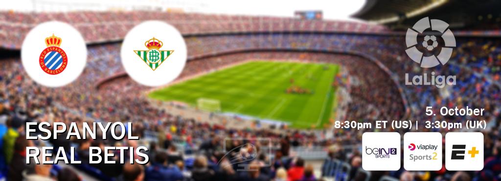 You can watch game live between Espanyol and Real Betis on beIN SPORTS 2(AU), Viaplay Sports 2(UK), ESPN+(US). You can watch game live between Espanyol and Real Betis on beIN SPORTS 2(AU), Viaplay Sports 2(UK), ESPN+(US).
