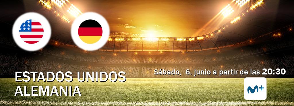 El partido entre Estados Unidos y Alemania será retransmitido por Movistar Liga de Campeones (sábado, 6. junio a partir de las 20:30). El partido entre Estados Unidos y Alemania será retransmitido por Movistar Liga de Campeones (sábado, 6. junio a partir de las 20:30).
