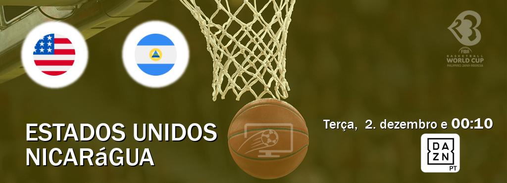 Jogo entre Estados Unidos e Nicarágua tem emissão DAZN (terça,  2. dezembro e  00:10).