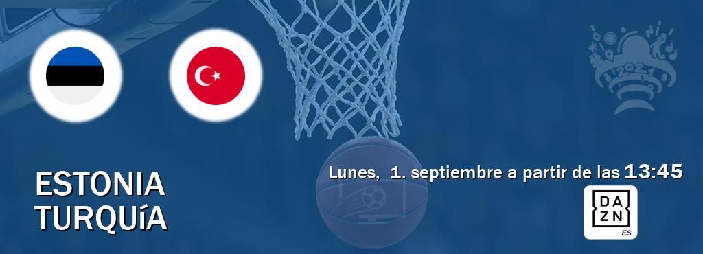 El partido entre Estonia y Turquía será retransmitido por DAZN España (lunes, 1. septiembre a partir de las 13:45). El partido entre Estonia y Turquía será retransmitido por DAZN España (lunes, 1. septiembre a partir de las 13:45).