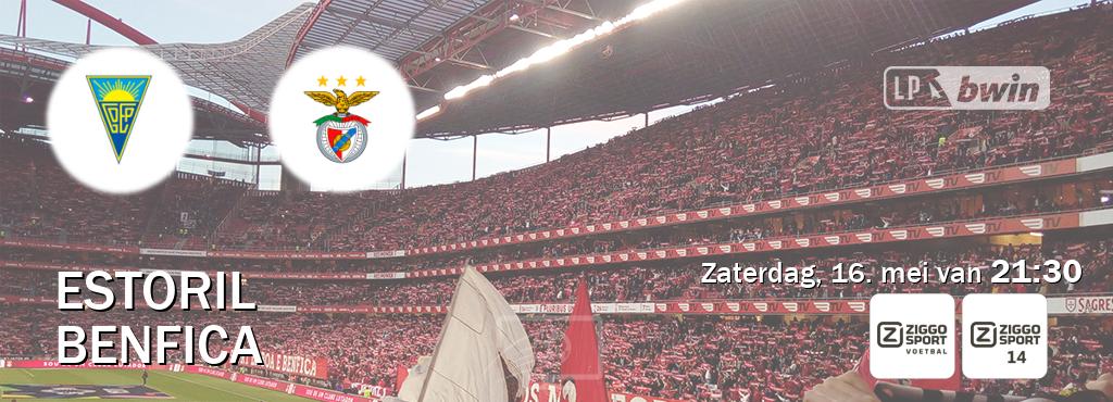 Wedstrijd tussen Estoril en Benfica live op tv bij Ziggo Sport, Ziggo Sport 14 (zaterdag, 16. mei van  21:30).
