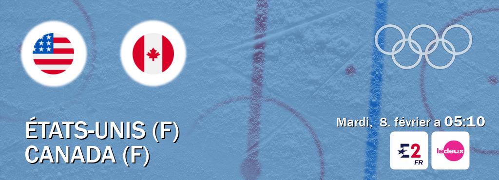 Match entre États-Unis (F) et Canada (F) en direct à la Eurosport 2 et Tipik (mardi,  8. février a  05:10).