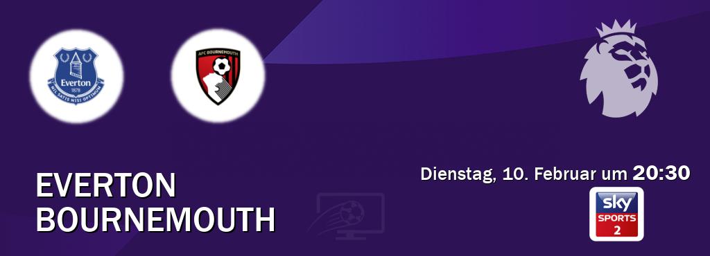 Das Spiel zwischen Everton und Bournemouth wird am Dienstag, 10. Februar um 20:30, live vom Sky Sport 2 übertragen. Das Spiel zwischen Everton und Bournemouth wird am Dienstag, 10. Februar um 20:30, live vom Sky Sport 2 übertragen.
