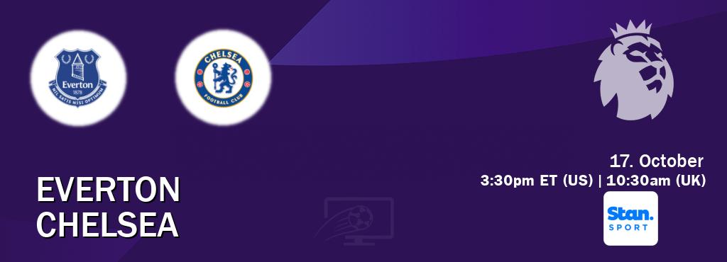 You can watch game live between Everton and Chelsea on Stan Sport(AU). You can watch game live between Everton and Chelsea on Stan Sport(AU).