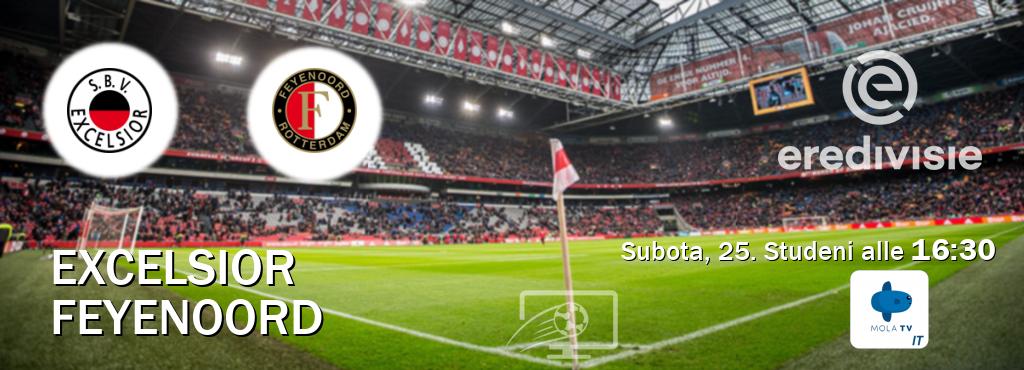 Il match Excelsior - Feyenoord sarà trasmesso in diretta TV su Mola TV Italia (ore 16:30)