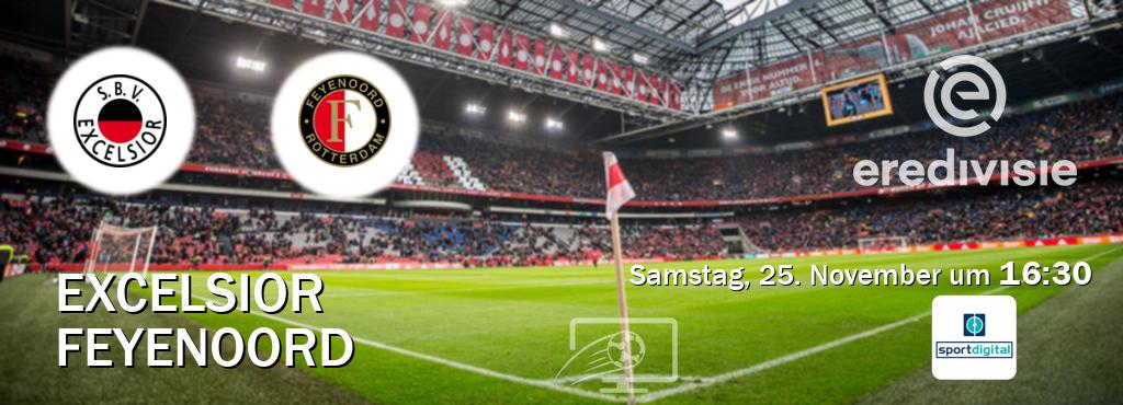 Das Spiel zwischen Excelsior und Feyenoord wird am Samstag, 25. November um  16:30, live vom Sportdigital übertragen.