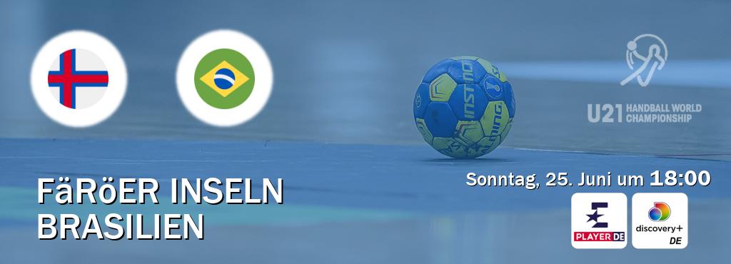 Das Spiel zwischen Färöer Inseln U21 und Brasilien U21 wird am Sonntag, 25. Juni um  18:00, live vom Eurosport Player DE und Discovery + übertragen.