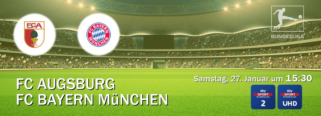 Das Spiel zwischen FC Augsburg und FC Bayern München wird am Samstag, 27. Januar um  15:30, live vom Sky Bundesliga 2 und Sky Bundesliga UHD übertragen.
