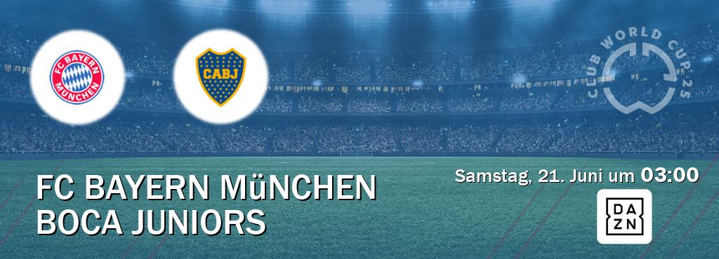 Das Spiel zwischen FC Bayern München und Boca Juniors wird am Samstag, 21. Juni um  03:00, live vom DAZN übertragen.