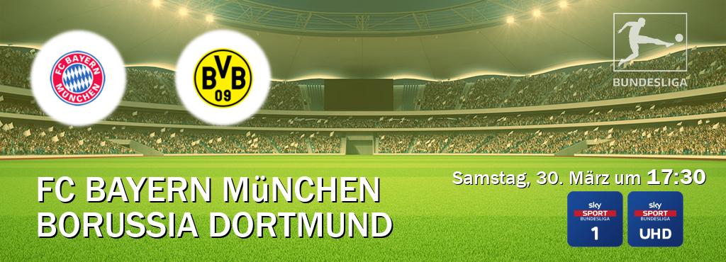 Das Spiel zwischen FC Bayern München und Borussia Dortmund wird am Samstag, 30. März um  17:30, live vom Sky Bundesliga 1 und Sky Bundesliga UHD übertragen.