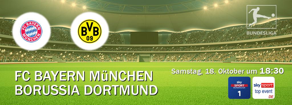 Das Spiel zwischen FC Bayern München und Borussia Dortmund wird am Samstag, 18. Oktober um 18:30, live vom Sky Bundesliga 1 und Sky Sport Top Event übertragen. Das Spiel zwischen FC Bayern München und Borussia Dortmund wird am Samstag, 18. Oktober um 18:30, live vom Sky Bundesliga 1 und Sky Sport Top Event übertragen.