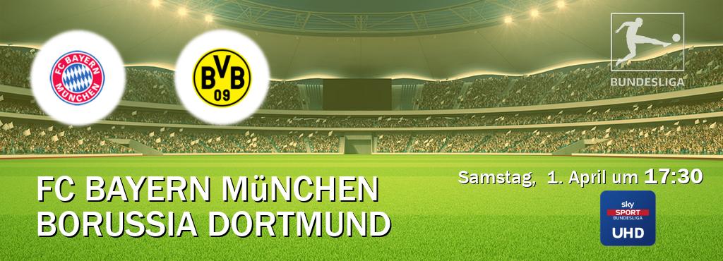 Das Spiel zwischen FC Bayern München und Borussia Dortmund wird am Samstag,  1. April um  17:30, live vom Sky Bundesliga UHD übertragen.