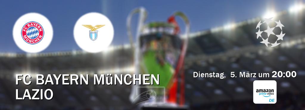 Das Spiel zwischen FC Bayern München und Lazio wird am Dienstag,  5. März um  20:00, live vom Amazon Prime DE übertragen.