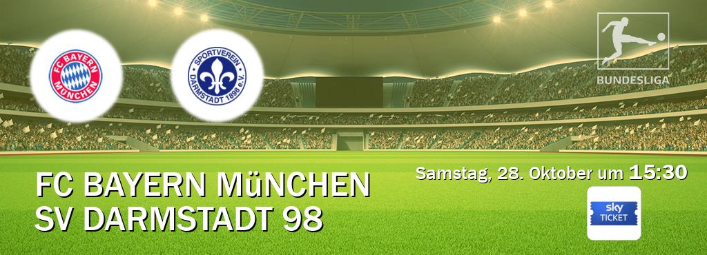 Das Spiel zwischen FC Bayern München und SV Darmstadt 98 wird am Samstag, 28. Oktober um  15:30, live vom Sky Ticket übertragen.