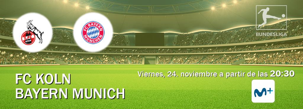 El partido entre FC Koln y Bayern Munich será retransmitido por Moviestar+ (viernes, 24. noviembre a partir de las  20:30).