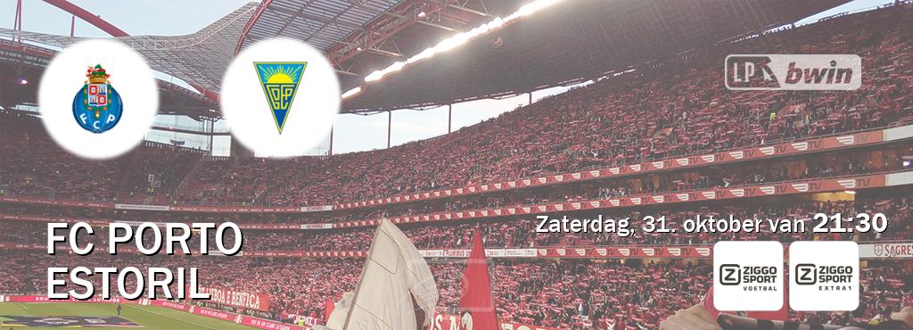 Wedstrijd tussen FC Porto en Estoril live op tv bij Ziggo Sport, Ziggo Sport 5 (zaterdag, 31. oktober van 21:30). Wedstrijd tussen FC Porto en Estoril live op tv bij Ziggo Sport, Ziggo Sport 5 (zaterdag, 31. oktober van 21:30).
