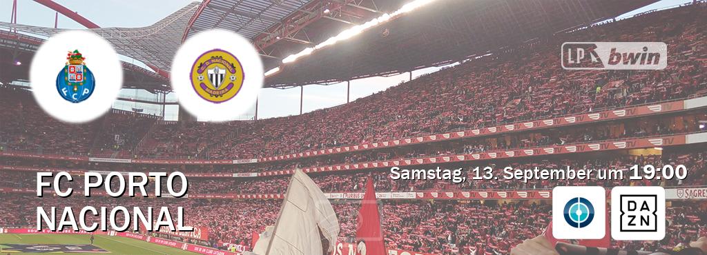 Das Spiel zwischen FC Porto und Nacional wird am Samstag, 13. September um 19:00, live vom Sportdigital FUSSBALL und DAZN übertragen. Das Spiel zwischen FC Porto und Nacional wird am Samstag, 13. September um 19:00, live vom Sportdigital FUSSBALL und DAZN übertragen.