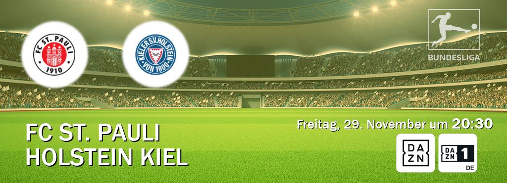 Das Spiel zwischen FC St. Pauli und Holstein Kiel wird am Freitag, 29. November um  20:30, live vom DAZN und DAZN 1 Deutschland übertragen.