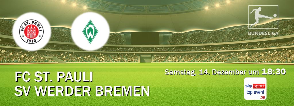 Das Spiel zwischen FC St. Pauli und SV Werder Bremen wird am Samstag, 14. Dezember um  18:30, live vom Sky Sport Top Event übertragen.