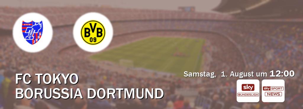 Das Spiel zwischen FC Tokyo und Borussia Dortmund wird am Samstag,  1. August um  12:00, live vom Sky Bundesliga und Sky Sport News übertragen.