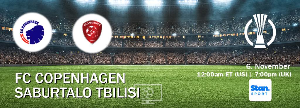 You can watch game live between FC Copenhagen and Saburtalo Tbilisi on Stan Sport(AU). You can watch game live between FC Copenhagen and Saburtalo Tbilisi on Stan Sport(AU).