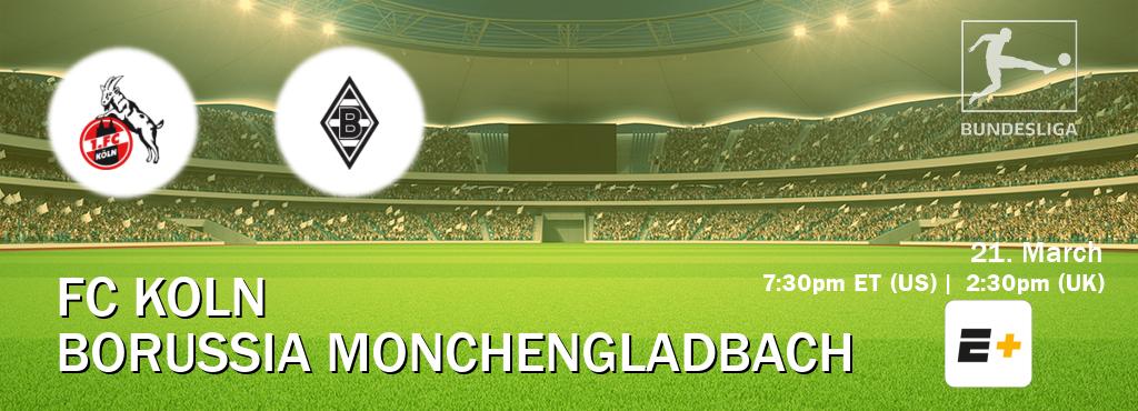 You can watch game live between FC Koln and Borussia Monchengladbach on ESPN+(US). You can watch game live between FC Koln and Borussia Monchengladbach on ESPN+(US).