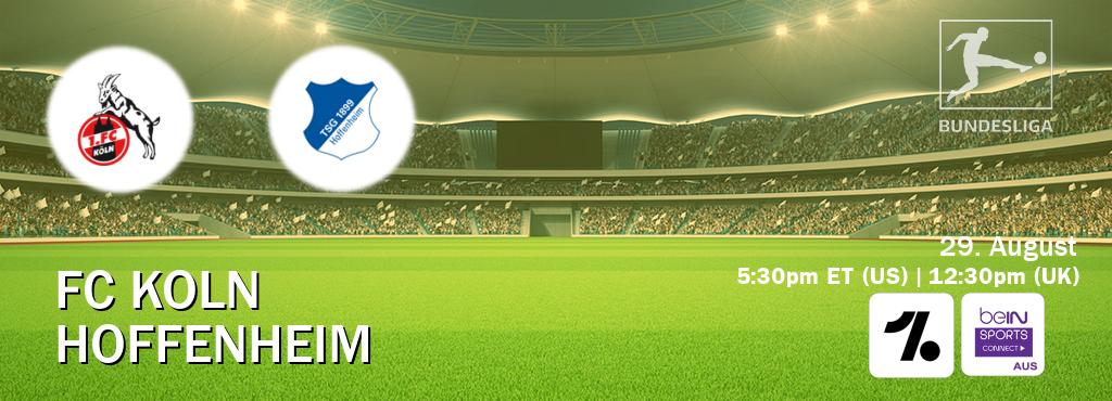 You can watch game live between FC Koln and Hoffenheim on OneFootball and beIN Sports Connect(AU).