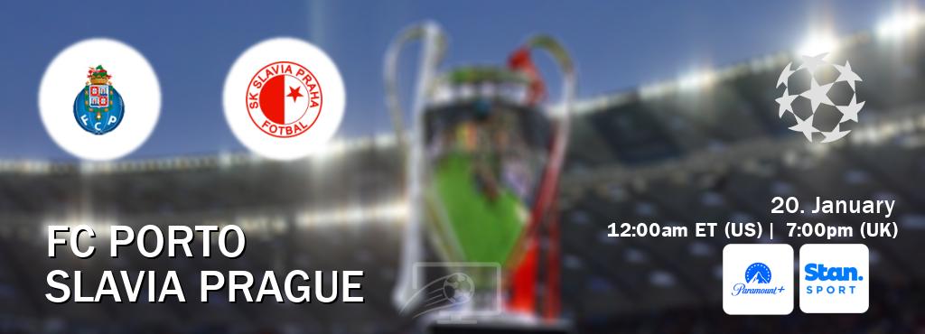 You can watch game live between FC Porto and Slavia Prague on Paramount+(US) and Stan Sport(AU).