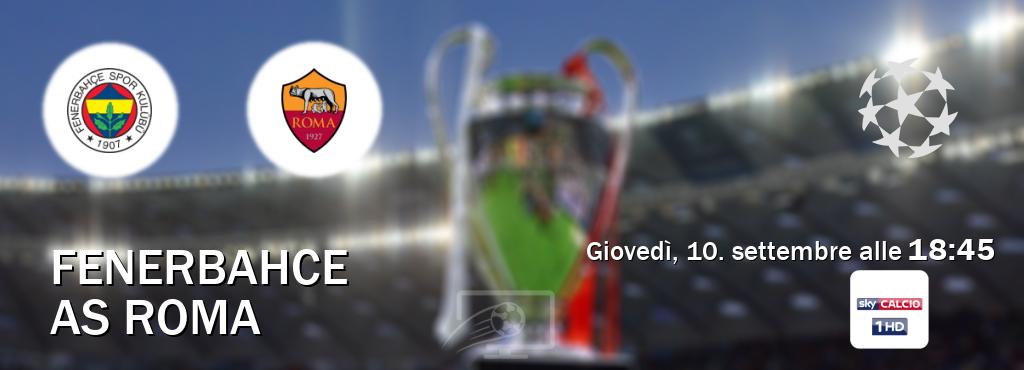 Il match Fenerbahce - AS Roma sarà trasmesso in diretta TV su Sky Sport 251 (ore 18:45) Il match Fenerbahce - AS Roma sarà trasmesso in diretta TV su Sky Sport 251 (ore 18:45)