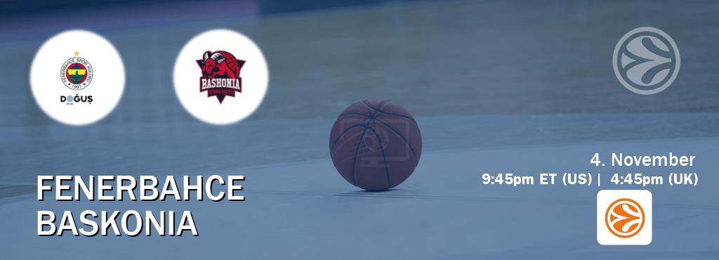 You can watch game live between Fenerbahce and Baskonia on EuroLeague TV. You can watch game live between Fenerbahce and Baskonia on EuroLeague TV.