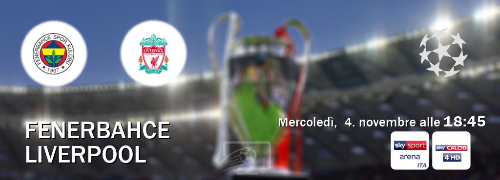 Il match Fenerbahce - Liverpool sarà trasmesso in diretta TV su Sky Sport Arena e Sky Sport 254 (ore 18:45) Il match Fenerbahce - Liverpool sarà trasmesso in diretta TV su Sky Sport Arena e Sky Sport 254 (ore 18:45)